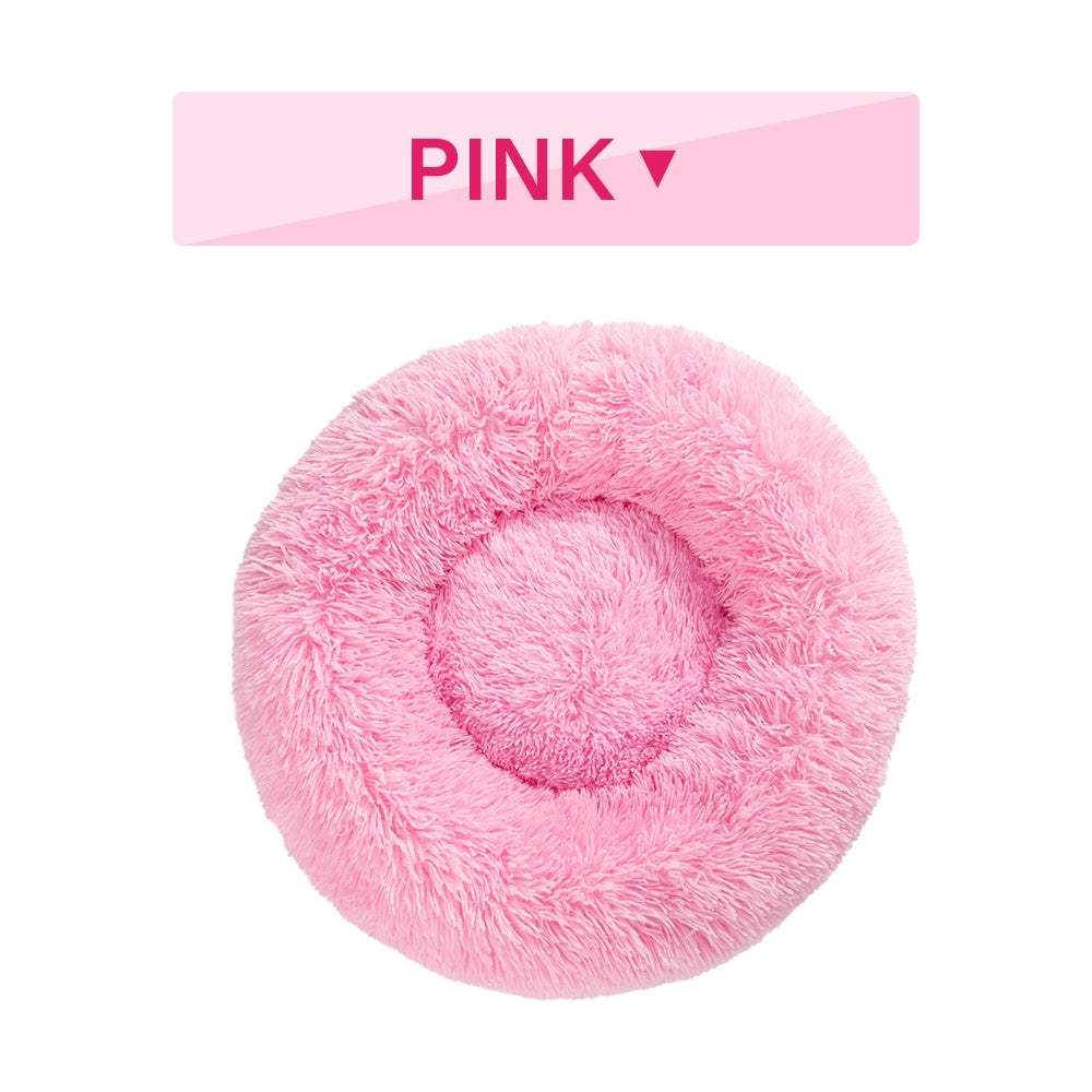 Fluffy Donut Dog Bed – Soft Calming Plush Bed for Dogs & Cats