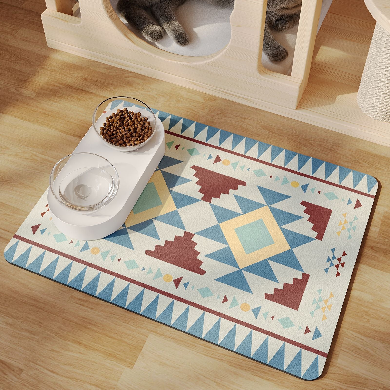 Minimalist Water-Absorbing Pet Feeding Mat (Washable, Non-Slip, Modern Design)