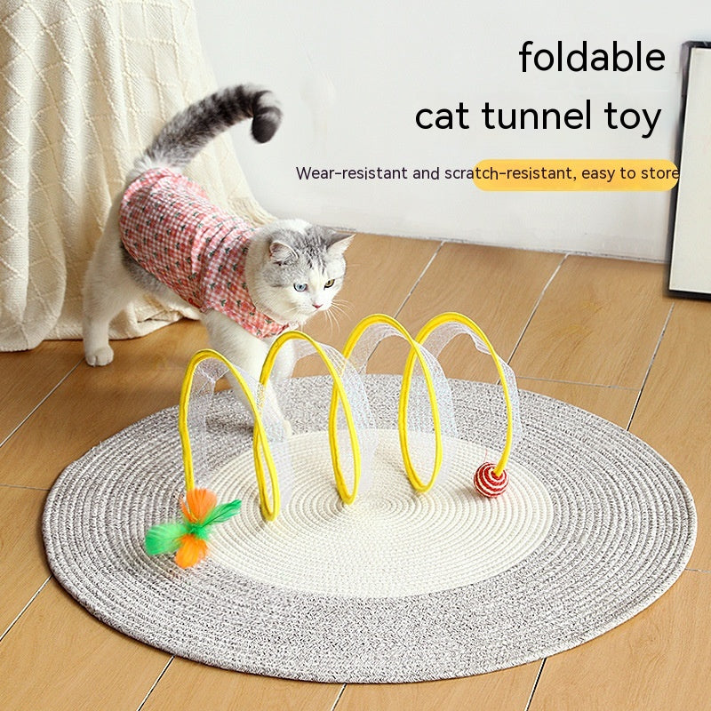 Foldable Cat Tunnel with Hanging Toys