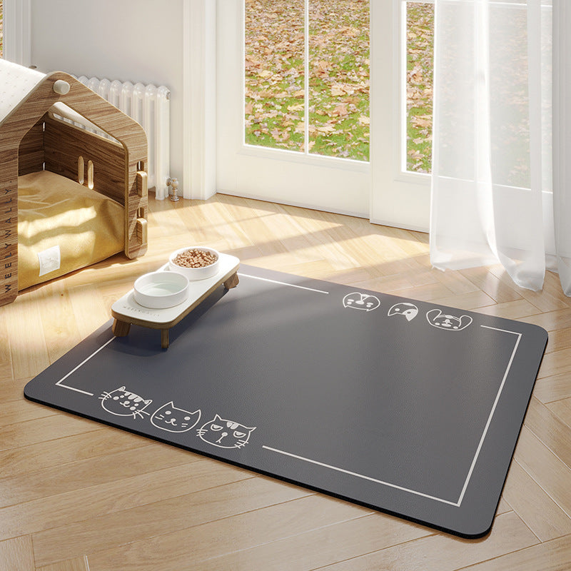 Minimalist Water-Absorbing Pet Feeding Mat (Washable, Non-Slip, Modern Design)