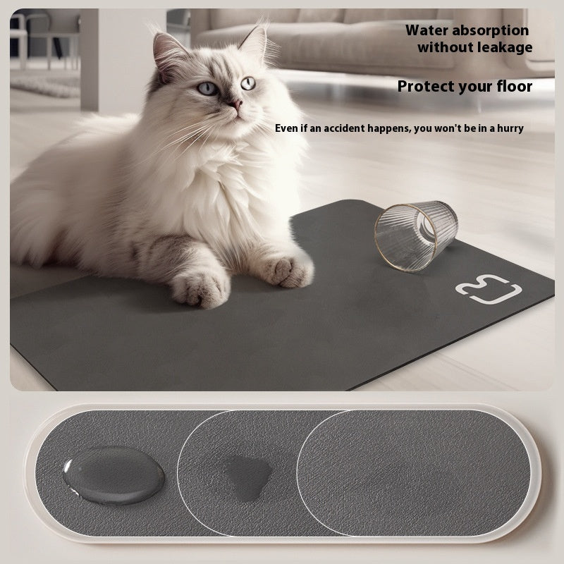 Minimalist Water-Absorbing Pet Feeding Mat (Washable, Non-Slip, Modern Design)