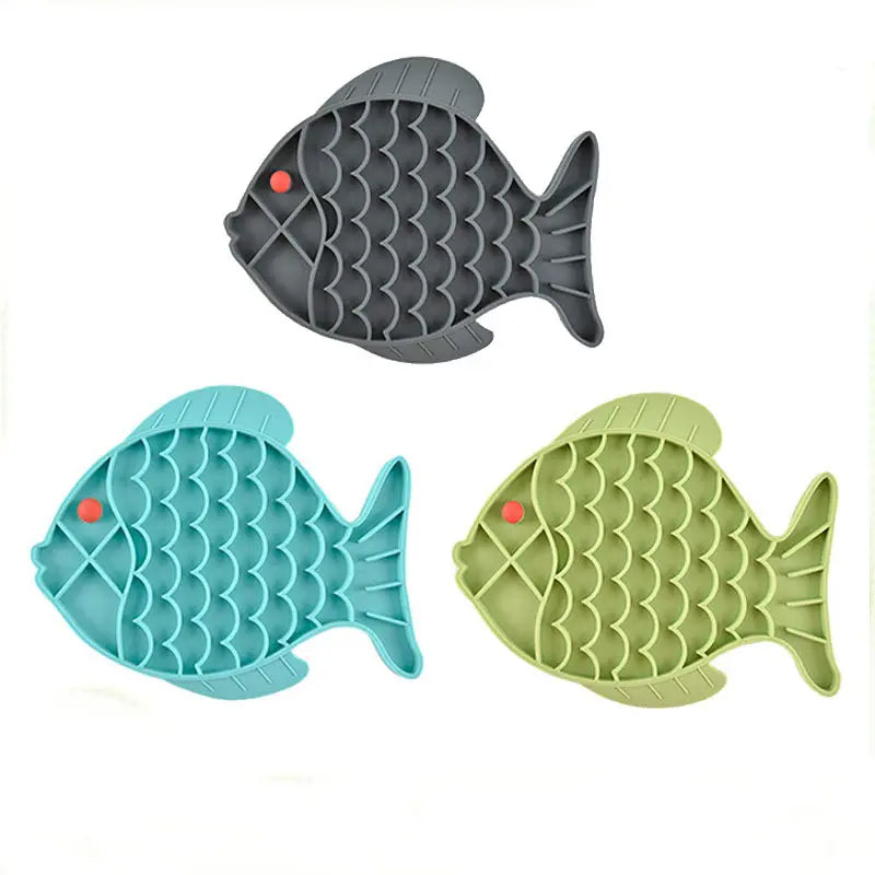 Fish-Shaped Silicone Slow Feeder Lick Mat for Dogs & Cats