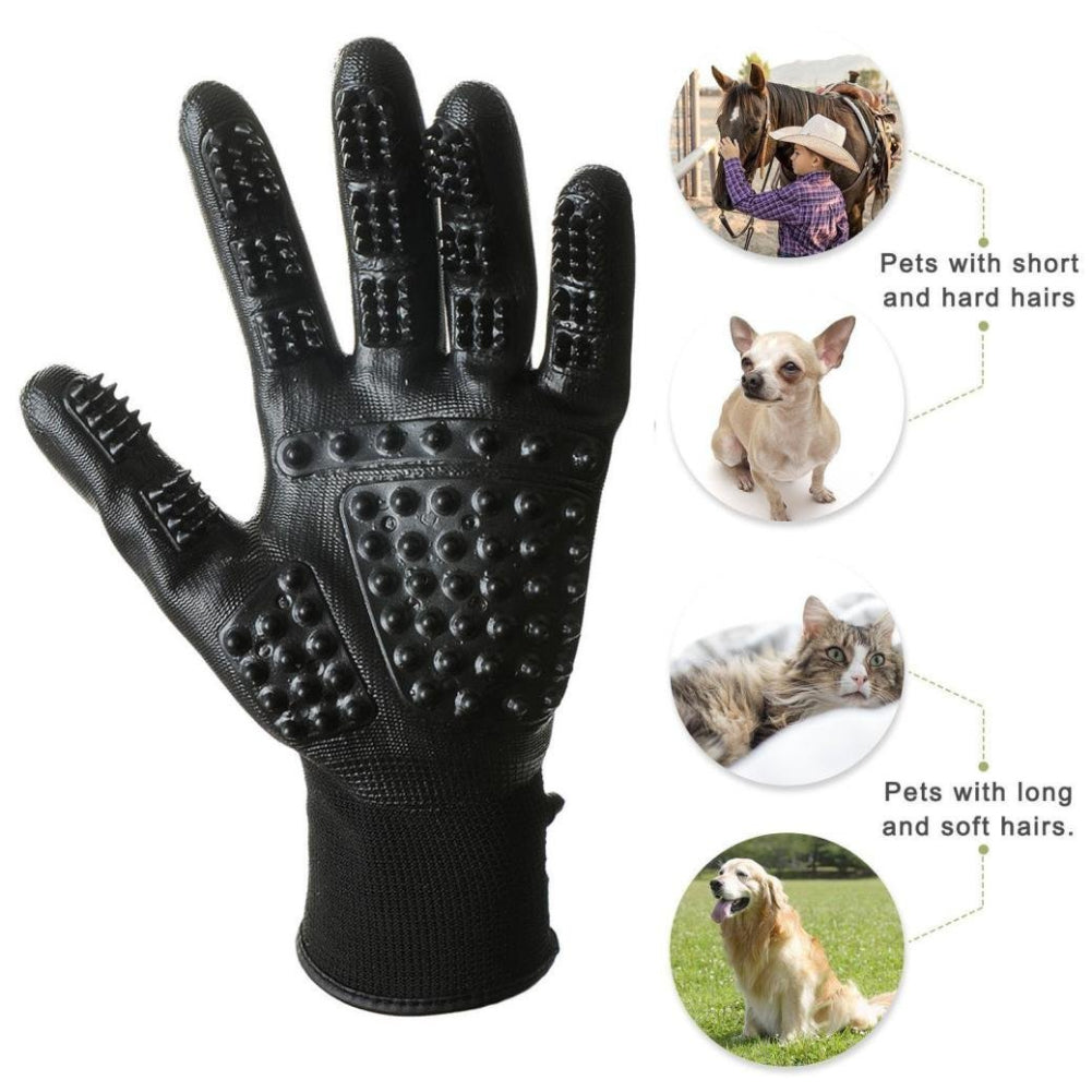 Pet Hair Grooming Glove (Soft Rubber De-Shedding & Bathing Glove for Dogs & Cats)