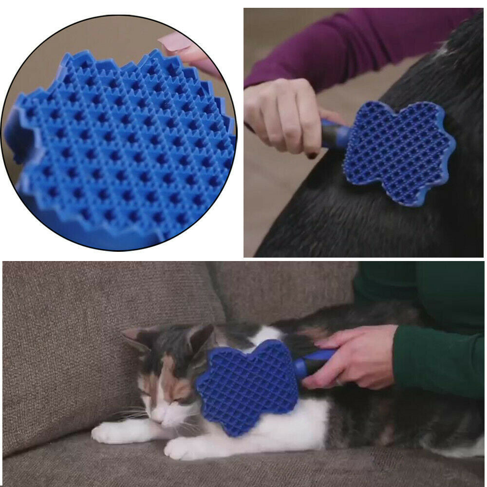 Gentle Pet Hair Remover & Grooming Brush (Dual-Side Silicone Design)