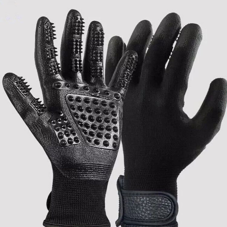 Pet Hair Grooming Glove (Soft Rubber De-Shedding & Bathing Glove for Dogs & Cats)