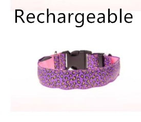 LED Safety Dog Collar – Adjustable Nylon Leopard Print Light-Up Pet Collar
