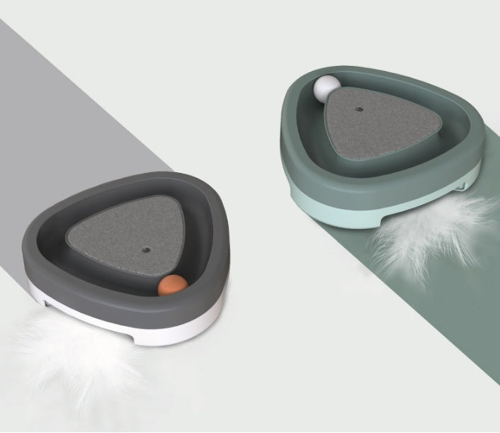 Interactive Triangle Cat Track Toy with Feather Teaser