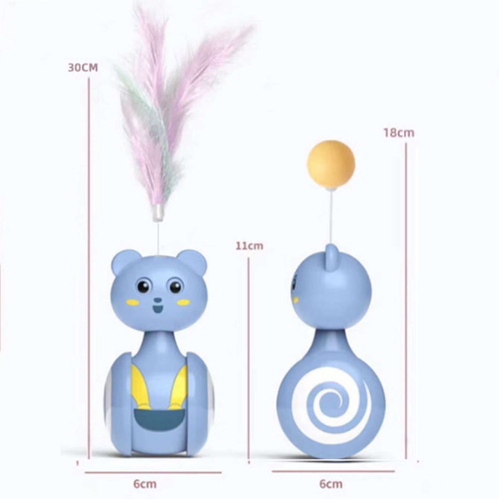 Interactive Cat Tumbler Toy with Feather Attachment