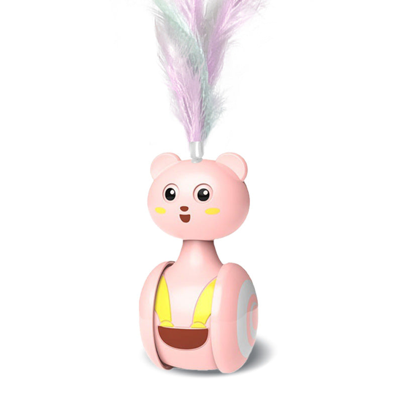 Interactive Cat Tumbler Toy with Feather Attachment