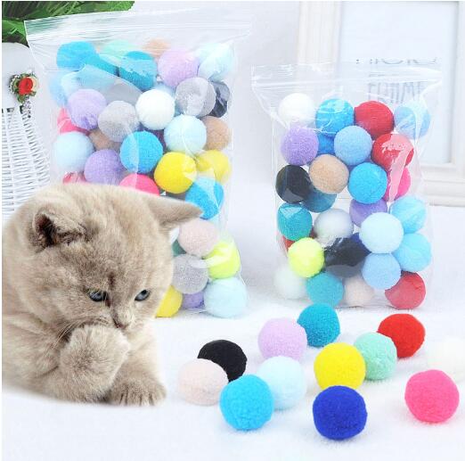 Plush Cat Pom-Pom Ball Interactive Toy Set