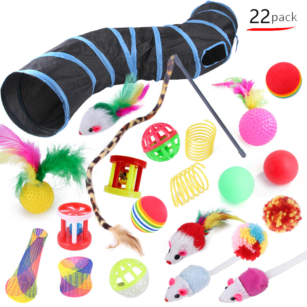 22-Piece Cat Tunnel & Interactive Toy Set