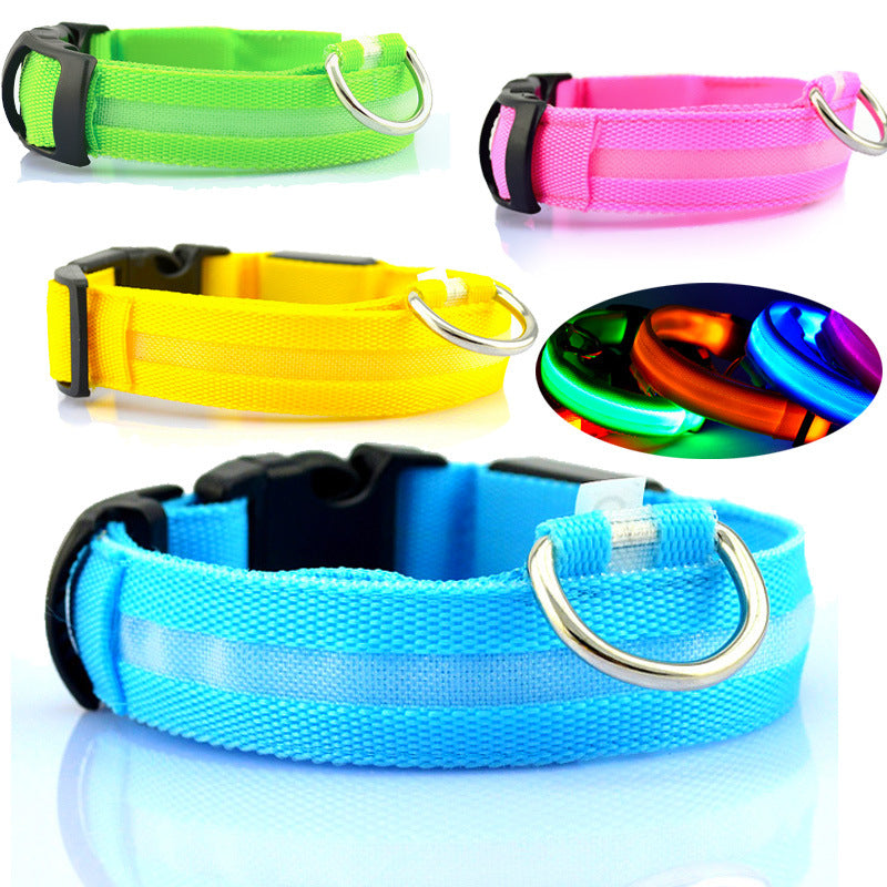 LED Safety Dog Collar – Adjustable Light-Up Collar for Night Walking