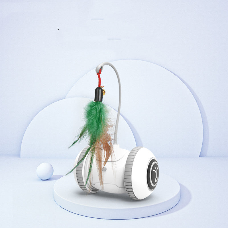 Interactive Automatic Cat Toy with Interchangeable Feather & Plush Attachments