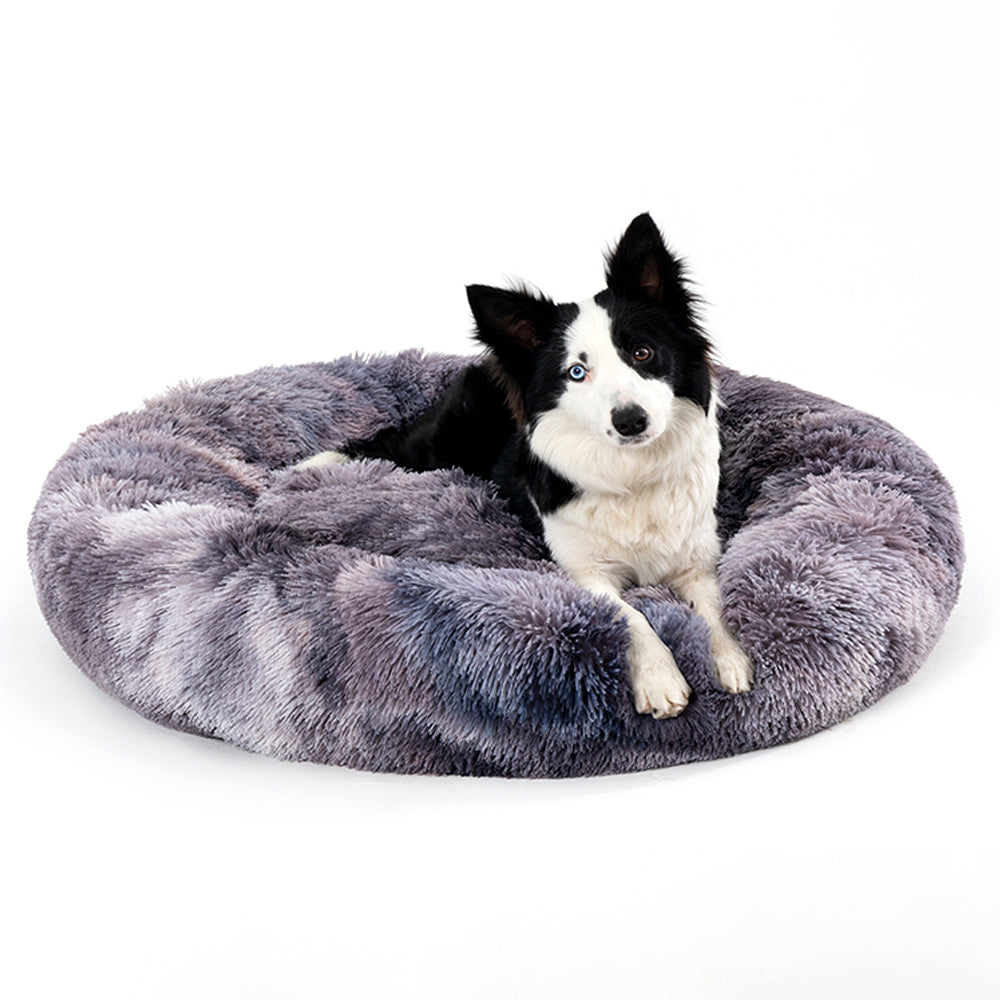 Fluffy Donut Dog Bed – Soft Calming Plush Bed for Dogs & Cats
