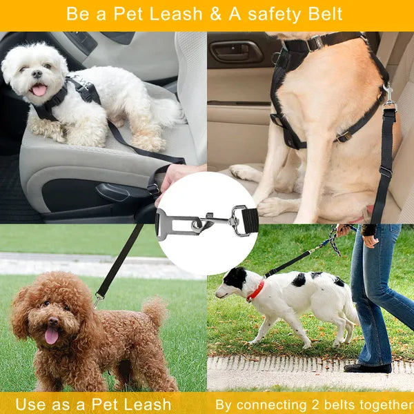 Adjustable Dog Car Seat Belt Leash (2-Pack – Elastic Safety Harness for Dogs & Cats)