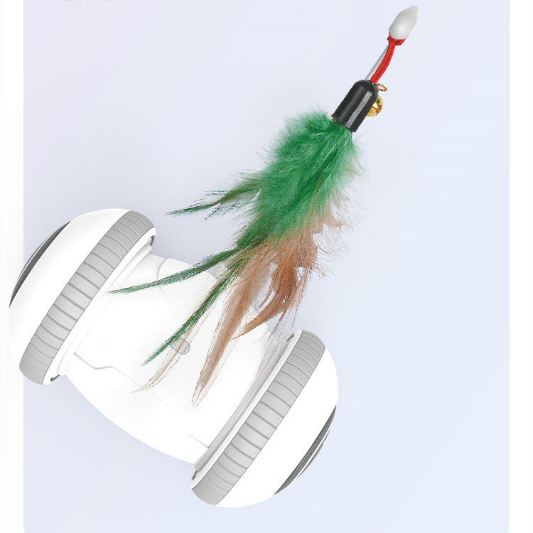 Interactive Automatic Cat Toy with Interchangeable Feather & Plush Attachments