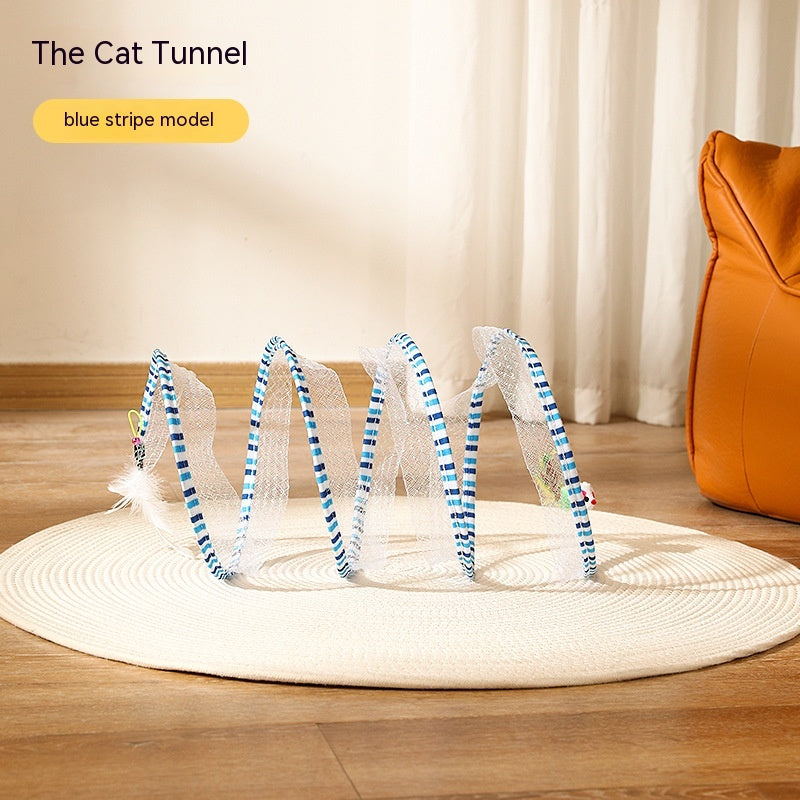 Foldable Cat Tunnel with Hanging Toys
