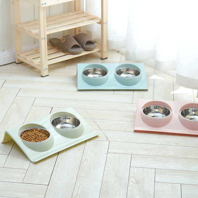 Stainless Steel Double Pet Bowl with Non-Slip Base