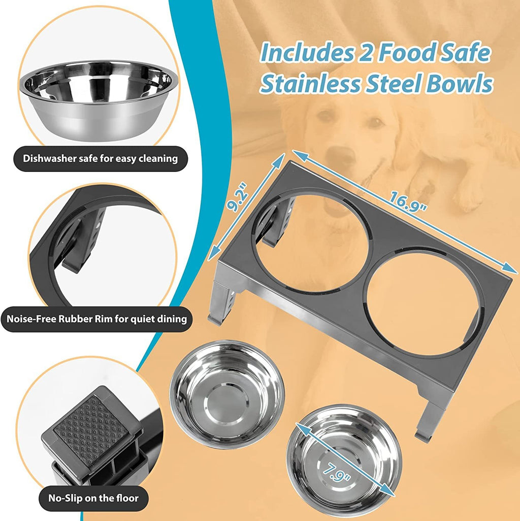 Elevated Slow Feeder Dog Bowl with Stainless Steel Stand (Neck Support & Healthy Feeding)