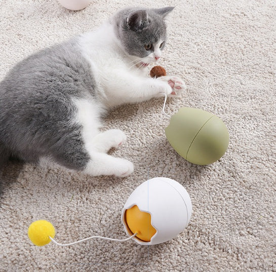 Interactive Cat Tumbler Toy with Cotton Ball Teaser