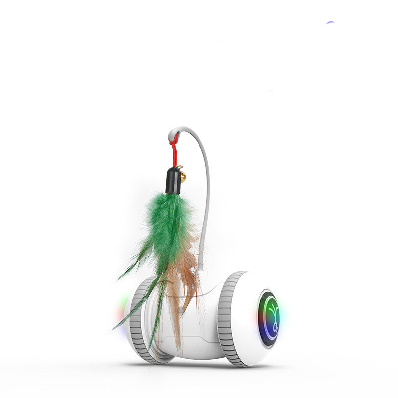 Interactive Automatic Cat Toy with Interchangeable Feather & Plush Attachments
