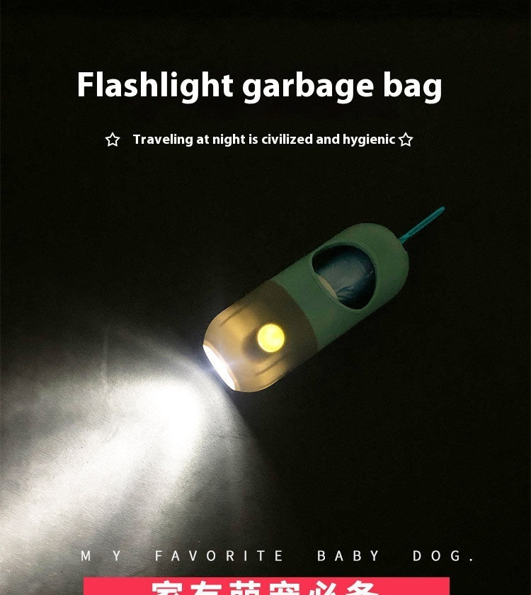 LED Light Pet Waste Bag Dispenser for Dogs & Cats (Built-In Flashlight)
