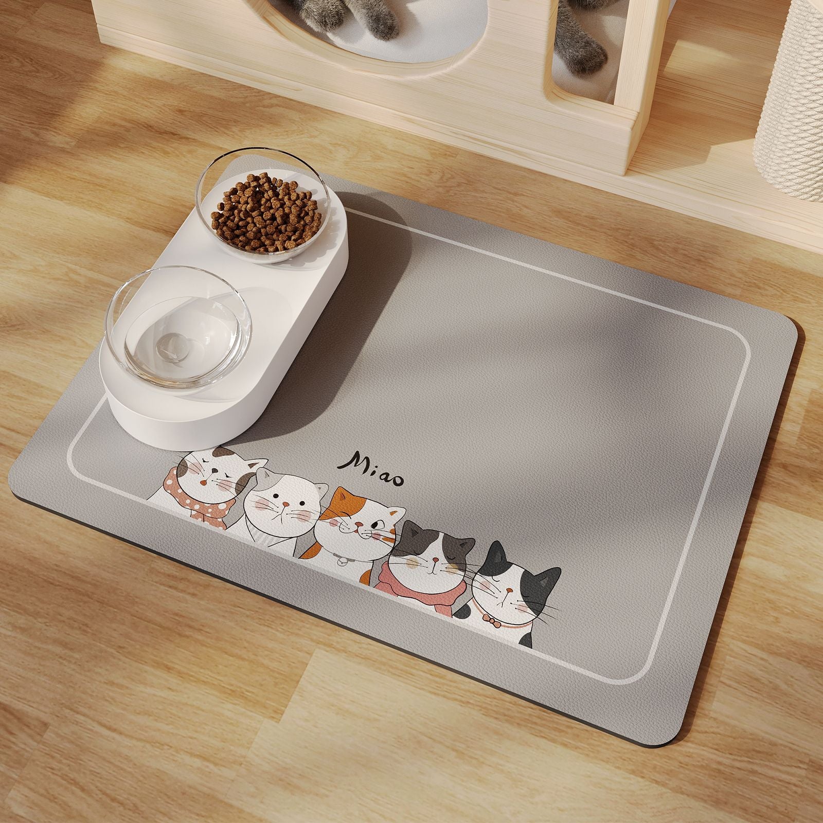 Minimalist Water-Absorbing Pet Feeding Mat (Washable, Non-Slip, Modern Design)