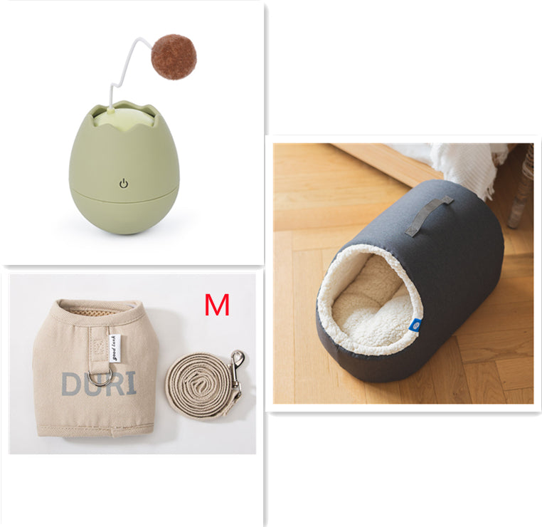 Interactive Cat Tumbler Toy with Cotton Ball Teaser