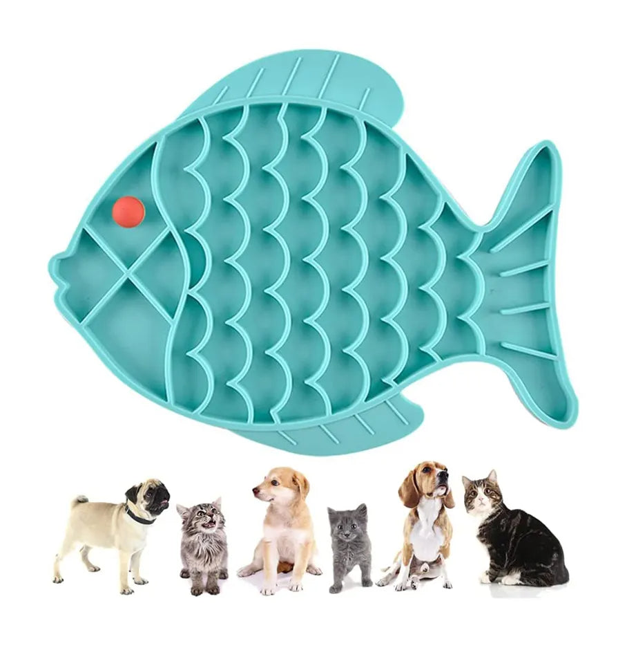 Fish-Shaped Silicone Slow Feeder Lick Mat for Dogs & Cats