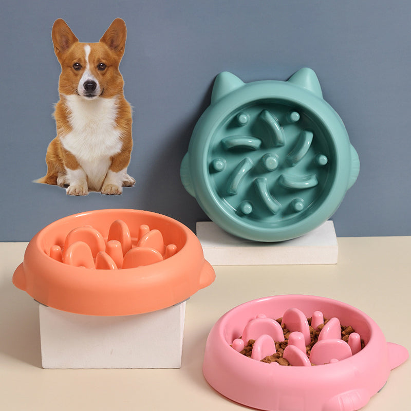 Pet Slow Feeder Bowl for Dogs & Cats (Puzzle Design for Slower Eating)
