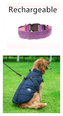 LED Safety Dog Collar – Adjustable Nylon Leopard Print Light-Up Pet Collar