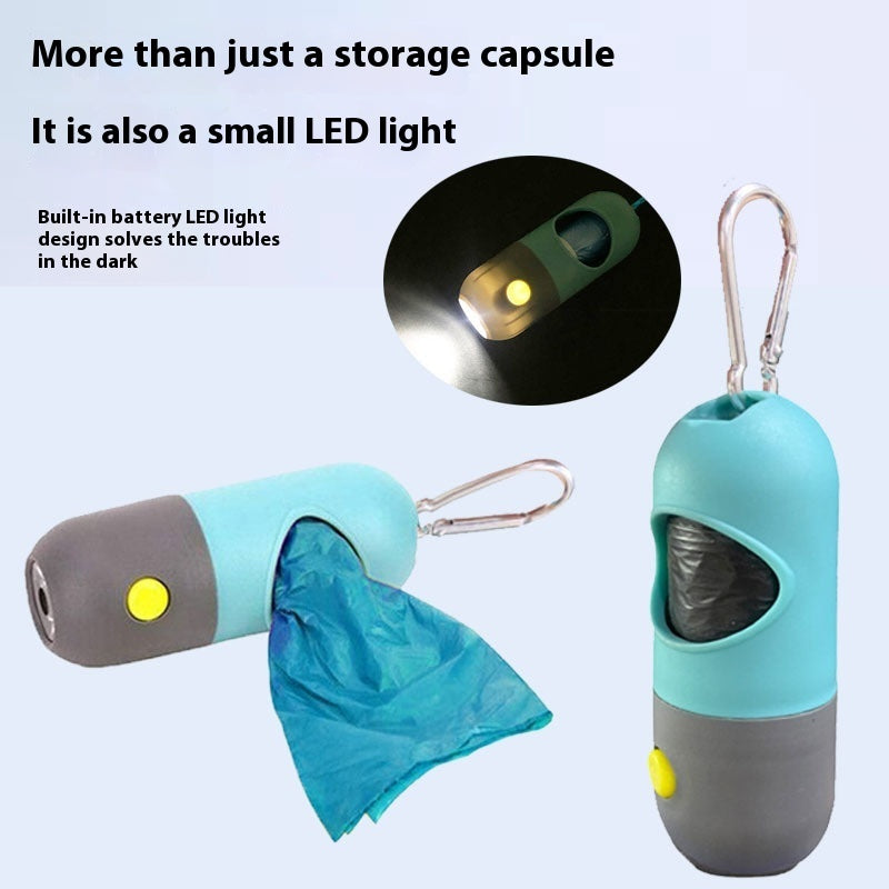 LED Light Pet Waste Bag Dispenser for Dogs & Cats (Built-In Flashlight)