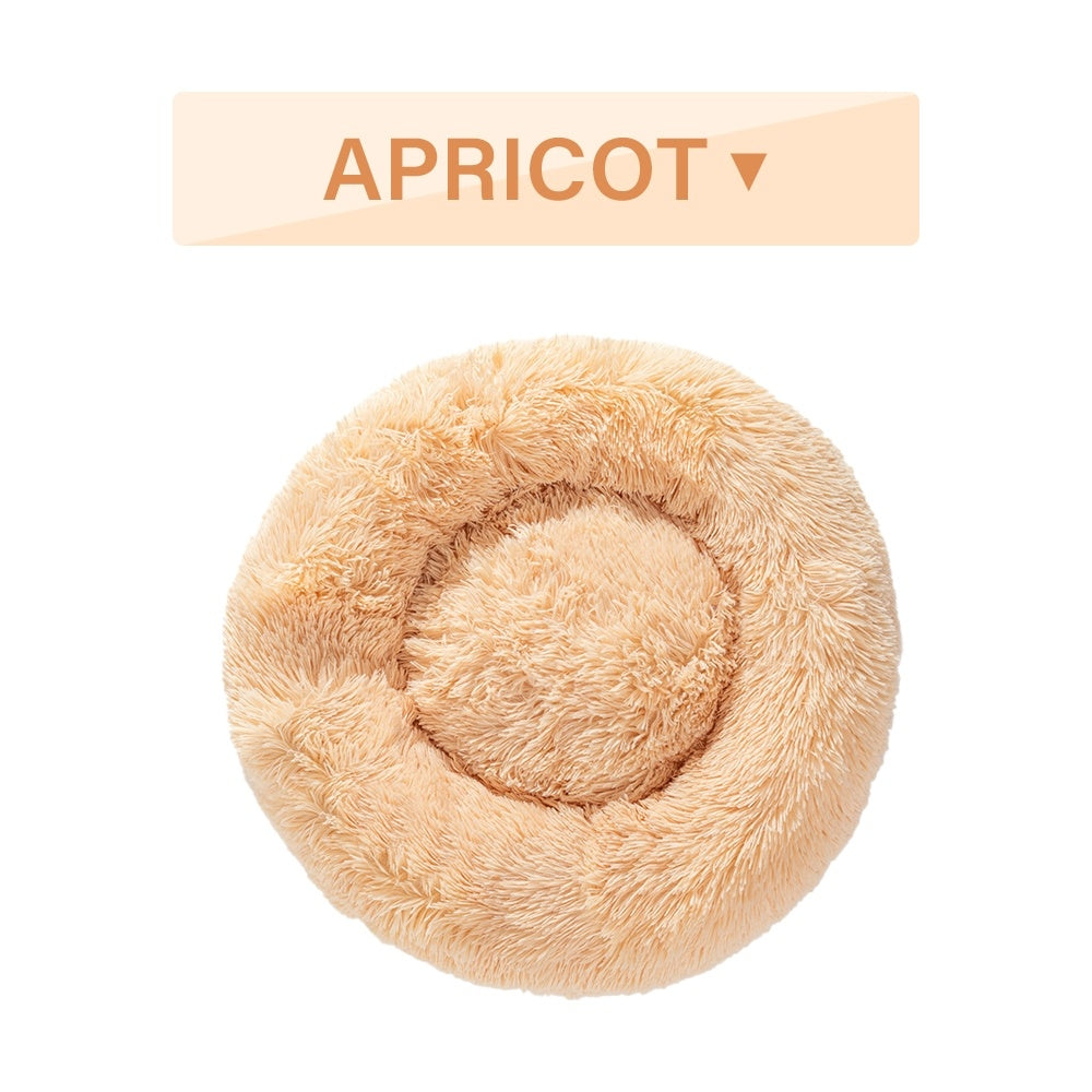 Fluffy Donut Dog Bed – Soft Calming Plush Bed for Dogs & Cats