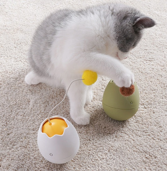 Interactive Cat Tumbler Toy with Cotton Ball Teaser