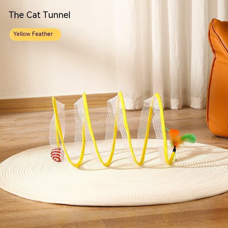 Foldable Cat Tunnel with Hanging Toys