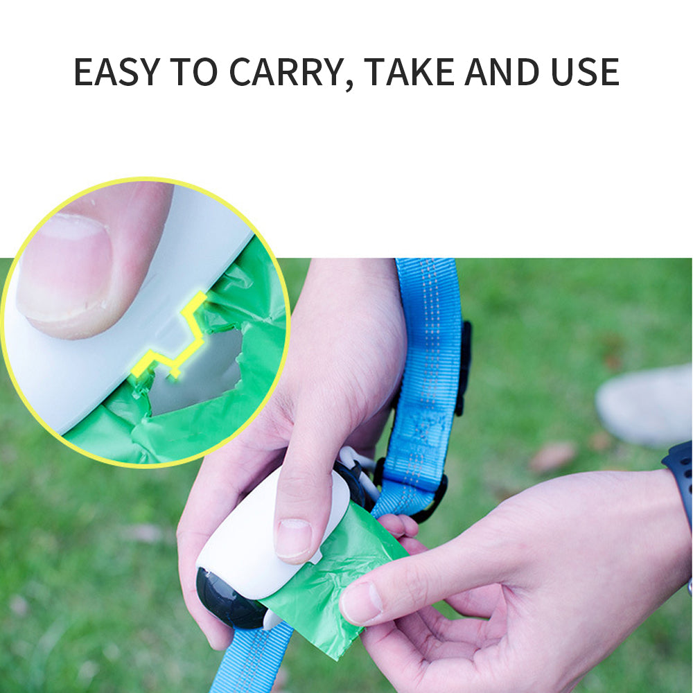 Dog Waste Bag Dispenser with Leash Attachment