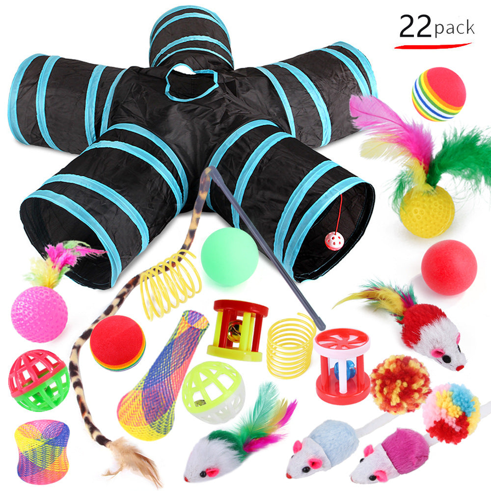 22-Piece Cat Tunnel & Interactive Toy Set