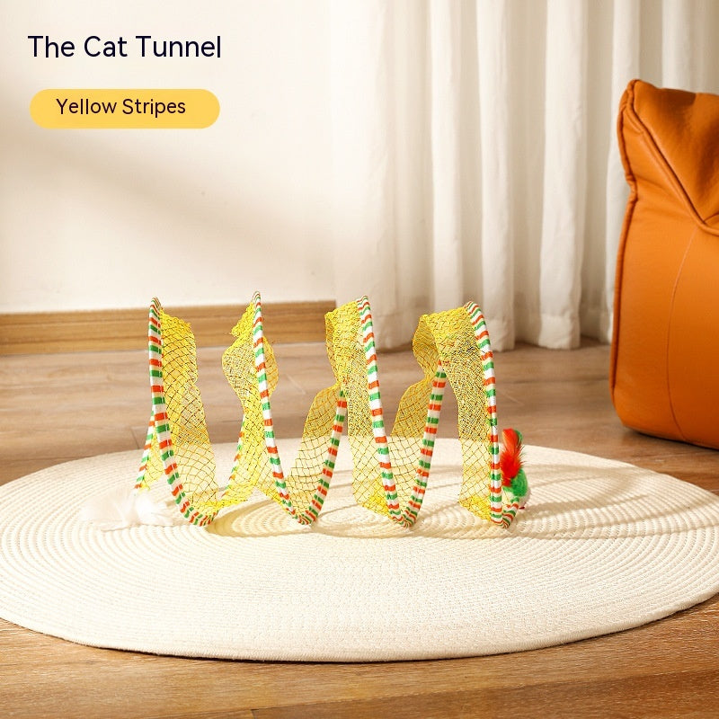 Foldable Cat Tunnel with Hanging Toys
