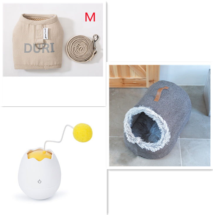 Interactive Cat Tumbler Toy with Cotton Ball Teaser
