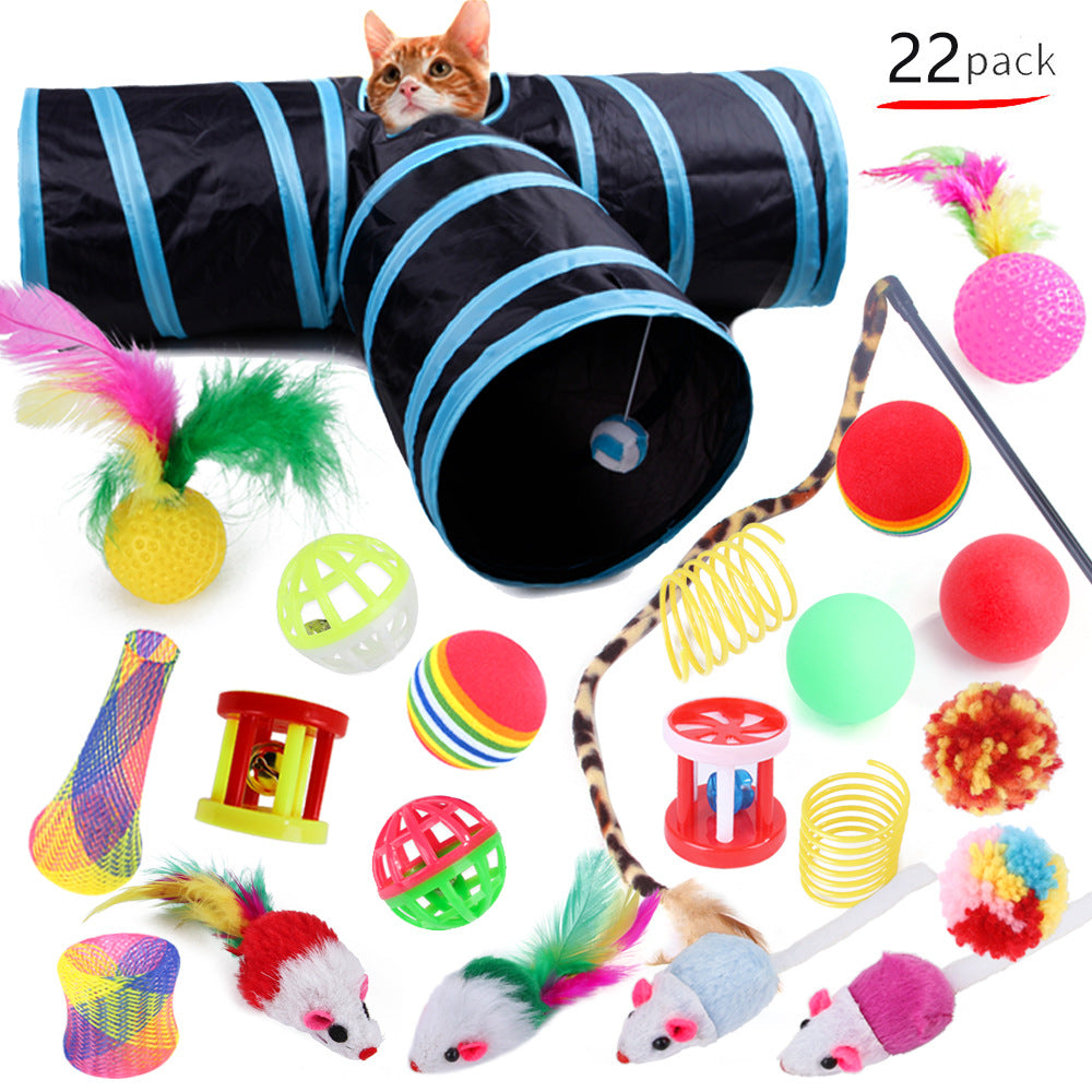 22-Piece Cat Tunnel & Interactive Toy Set