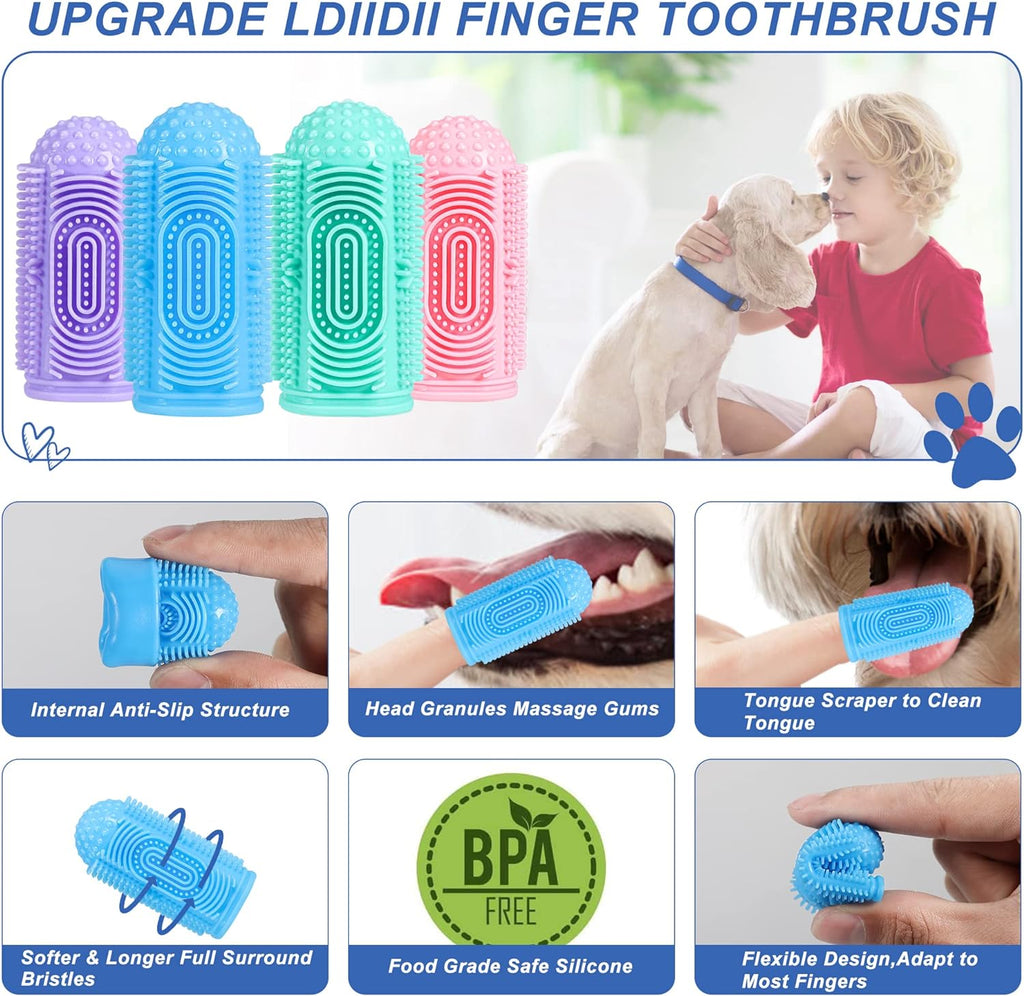 Pet Toothbrush Kit – 360° Soft Silicone Finger Toothbrush for Dogs & Cats