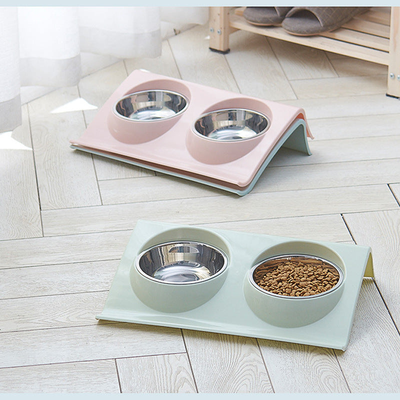 Stainless Steel Double Pet Bowl with Non-Slip Base