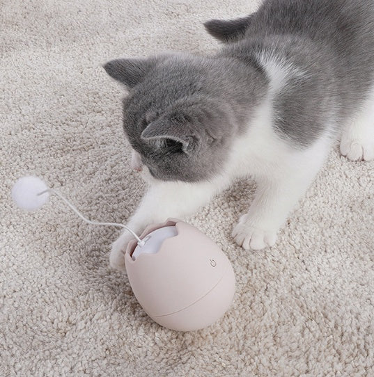 Interactive Cat Tumbler Toy with Cotton Ball Teaser