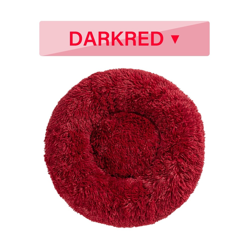 Fluffy Donut Dog Bed – Soft Calming Plush Bed for Dogs & Cats