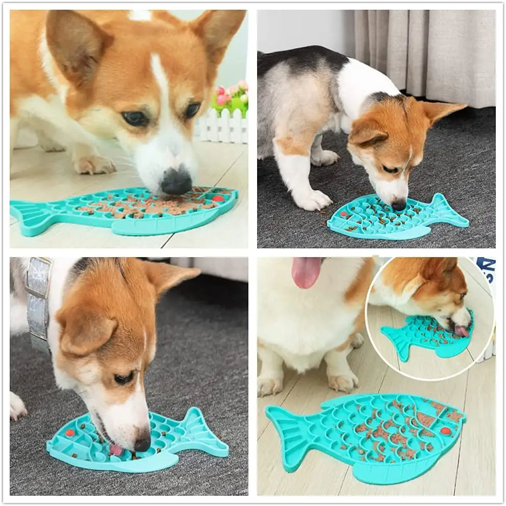 Fish-Shaped Silicone Slow Feeder Lick Mat for Dogs & Cats