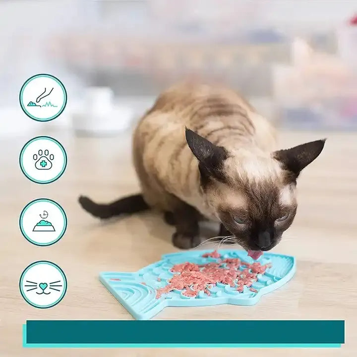 Fish-Shaped Silicone Slow Feeder Lick Mat for Dogs & Cats