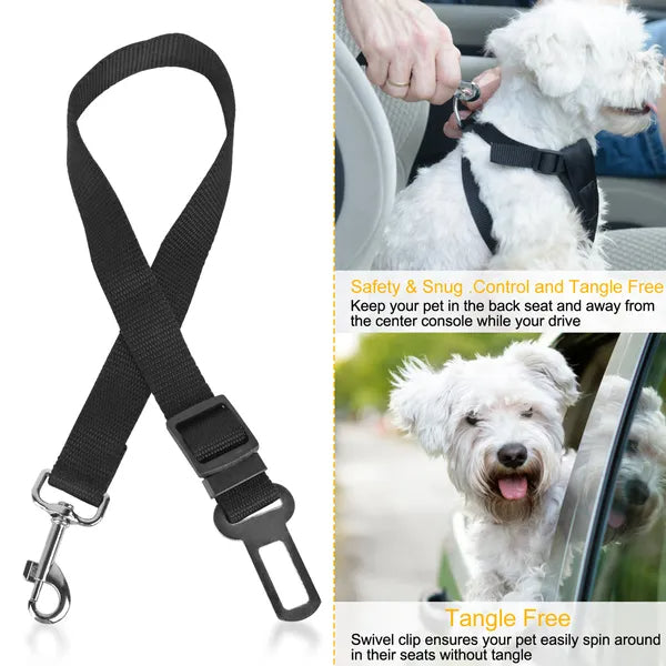 Adjustable Dog Car Seat Belt Leash (2-Pack – Elastic Safety Harness for Dogs & Cats)