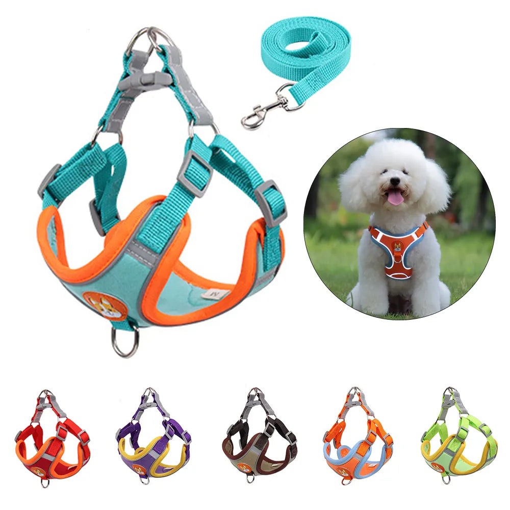 Adjustable Dog Harness & Leash Set – No-Pull Reflective Vest for Small to Large Dogs