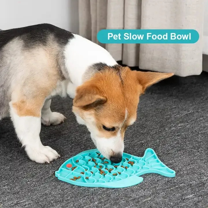 Fish-Shaped Silicone Slow Feeder Lick Mat for Dogs & Cats
