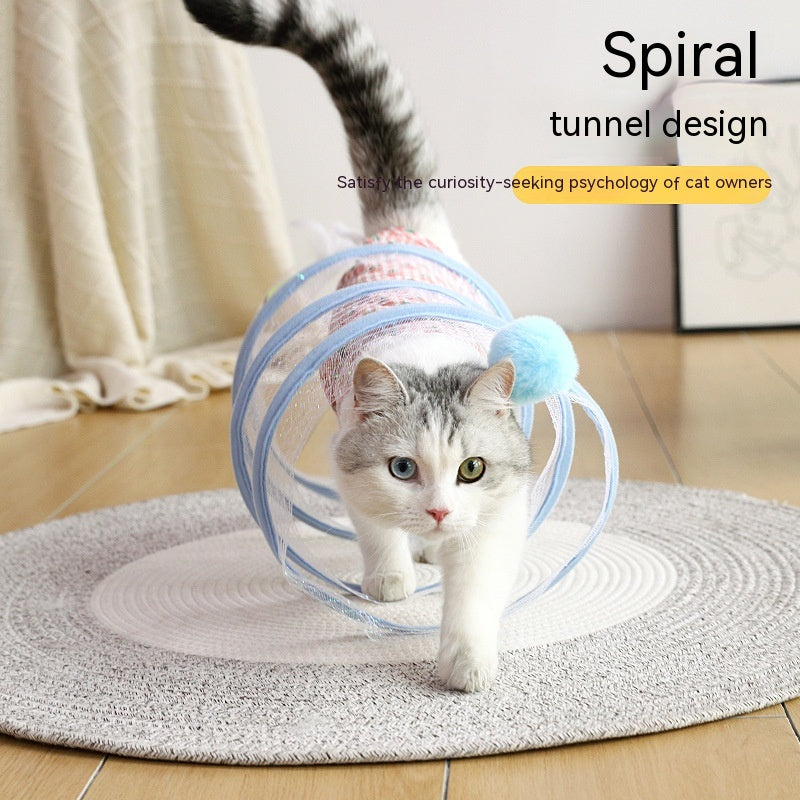 Foldable Cat Tunnel with Hanging Toys